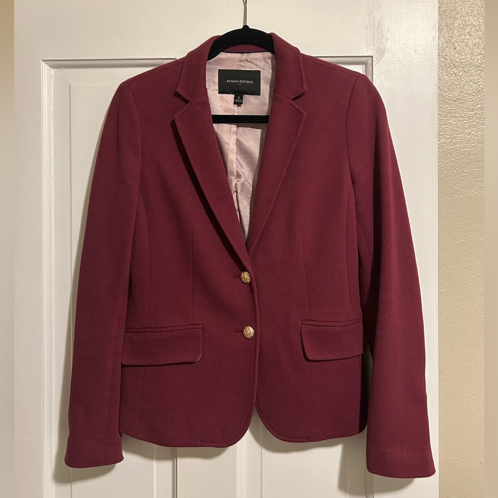 Banana Republic Dark Red Blazer with Gold Accents